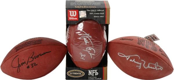 - Football Collection of Signed Footballs with 2 Walter Payton Signed and Johnny Unitas Signed Football (12)