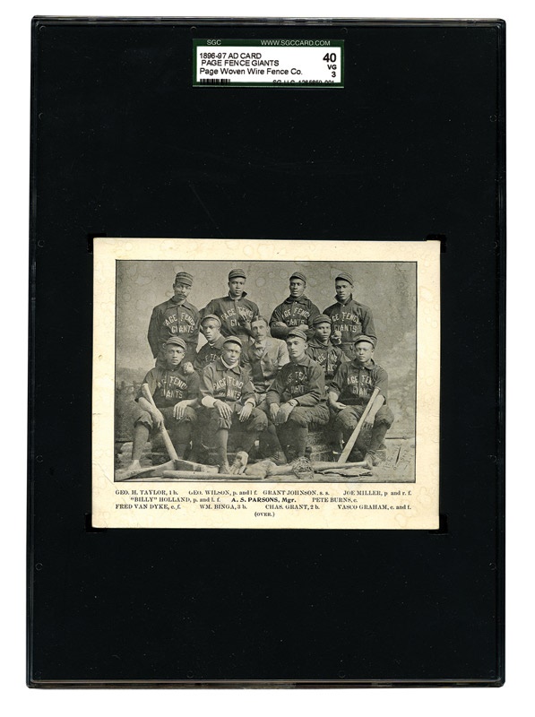 Baseball and Trading Cards - 1896 - 1897 Page Fence Giants Trade Card SGC 40