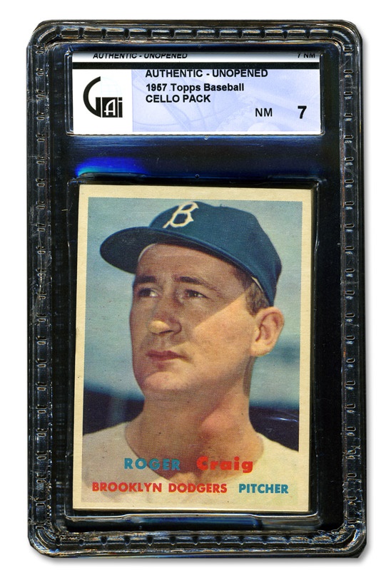 Baseball and Trading Cards - 1957 Topps Cello Pack Grade GAI 7
