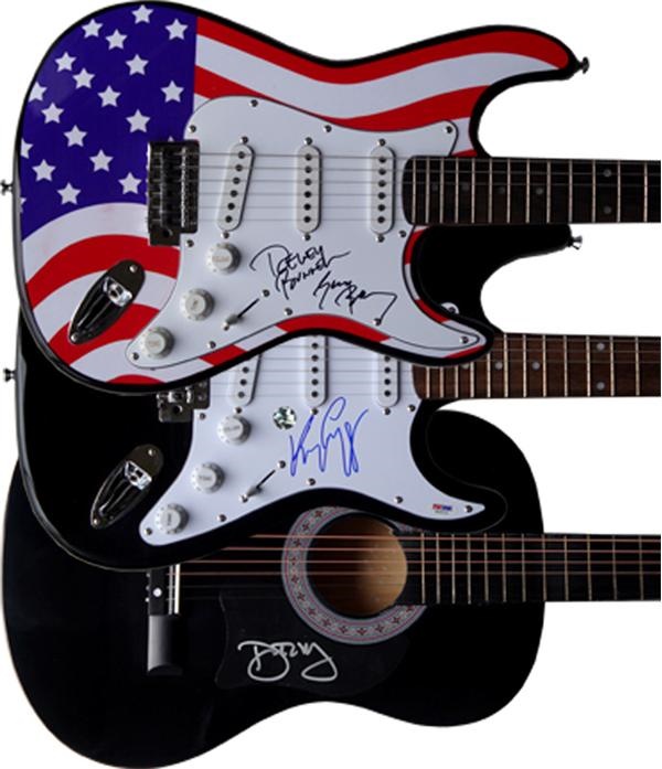 Rock And Pop Culture - Collection of (7) Autographed Guitars with America, Celine Dion,  The Doors and More