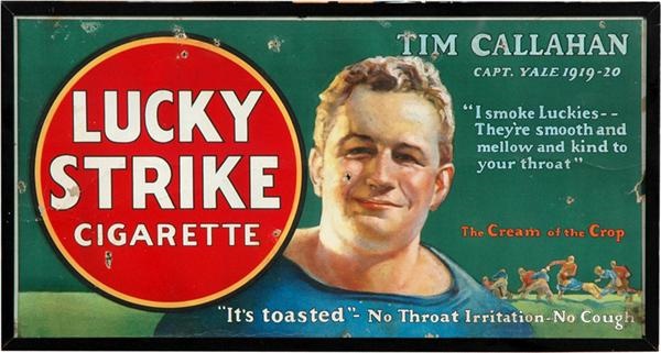 Football - Tim Callahan Yale 1919-1920 Lucky Strike Football Sign