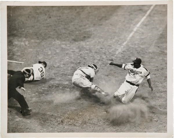 Mr. X - Jackie Robinson Stealing Home Wire Photo