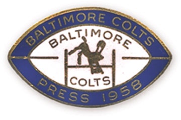 - 1958 World Champion Baltimore Colts Press Pin
