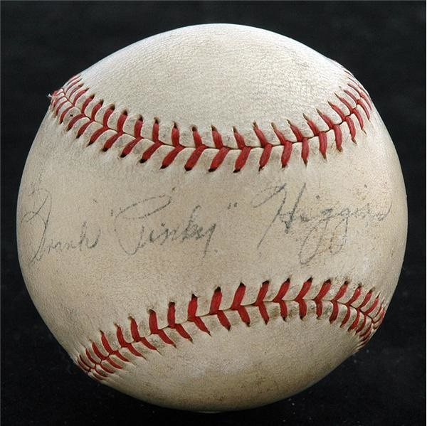 Frank Pinky Higgins Single Signed Baseball