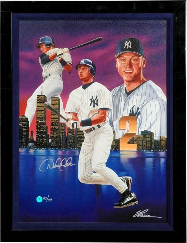 Baseball Autographs - Derek Jeter Signed Limited Giclee Print 92/99 Signed by Artist Steve Parsons