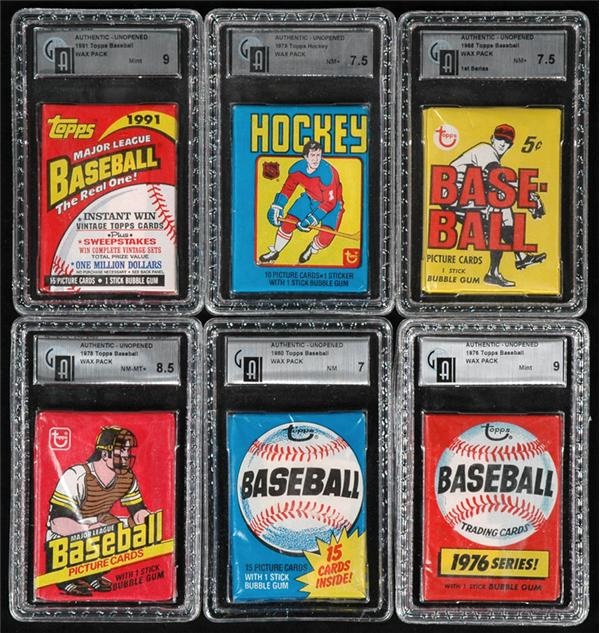 - Collection of (13) Topps Unopened Packs 1968-1991 (All GAI)