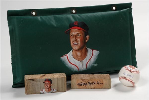 Ernie Davis - Stan Musial Hand Painted and Signed Items (3)