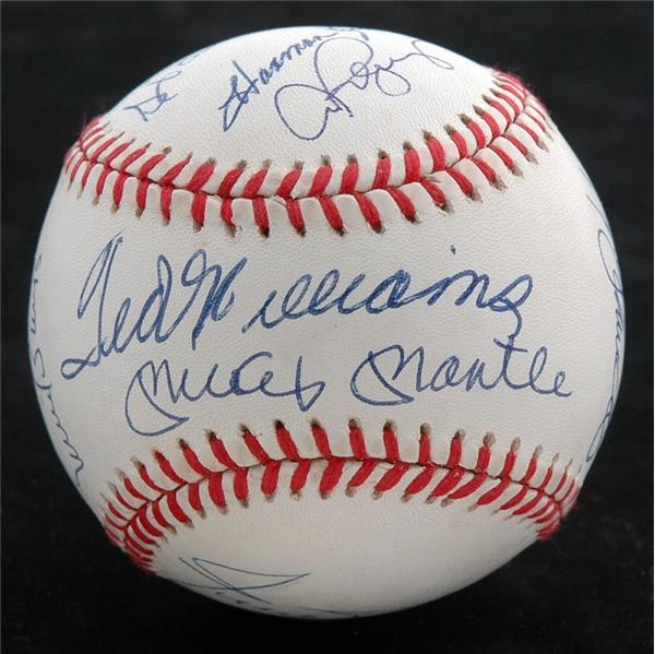 Baseball Autographs - 500 Home Run Signed Baseball withl 13 Signatures with Mantle, Williams, Griffey and A-Rod