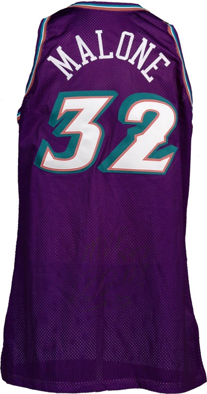 1996-97 Karl Malone Signed Game Used Utah Jazz Jersey