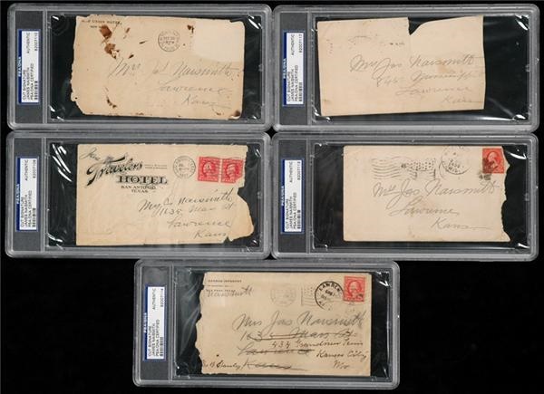 5 James Naismith Signed and Slabbed Envelopes