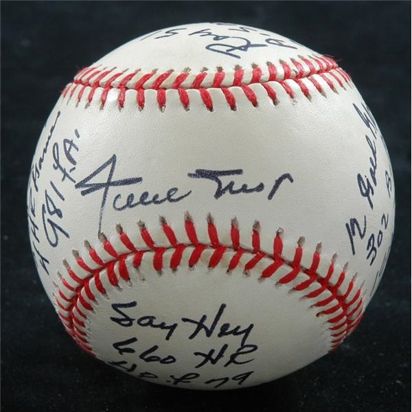 Baseball Autographs - Willie Mays Signed Stat Ball