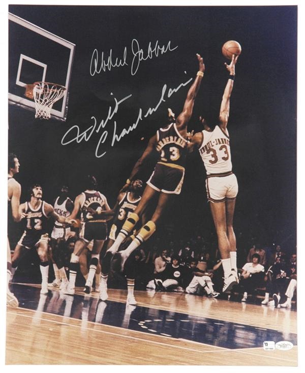 Basketball - Wilt Chamberlain and Kareem Abdul-Jabbar Signed 16 x 20" Photo