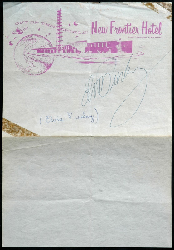 Rock And Pop Culture - Elvis Presley Signed New Frontier Hotel Letterhead