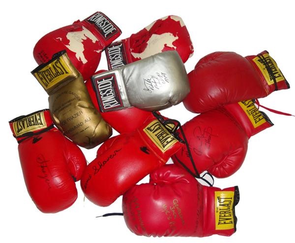 - Signed Boxing Glove Collection with Muhammad Ali, Joe Frazier Signed Madison Square Garden Gold Glove (10)