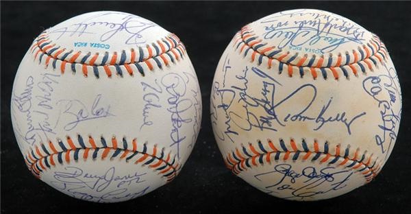 1992 American League and National League Team Signed Baseballs