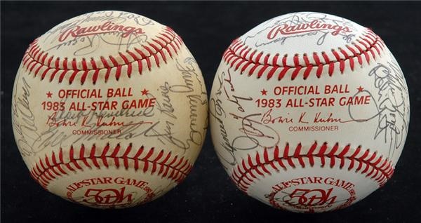 Baseball Autographs - 1983 American League and National League Team Signed Baseballs (2)