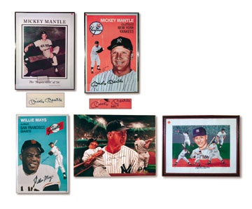 Mickey Mantle - Mickey Mantle Signed Image Collection (4) & One Willie Mays