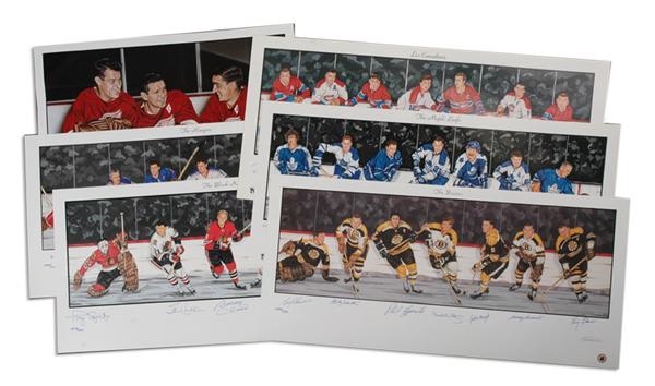 Hockey Memorabilia - The Original Six Signed Greatest Players Prints (6)