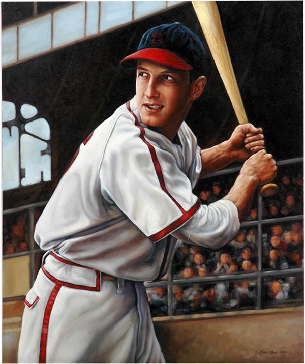 Sports Fine Art - Stan Musial Original Painting by Lisa Ober
