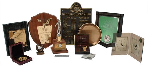 Ernie Davis - Collection of Player Awards Including 3 Joe DiMaggio Related Items