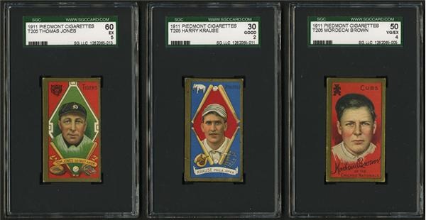 Baseball and Trading Cards - T205 Collection (14) all SGC Graded Including Mordecai Brown SGC 4 and Thomas Jones SGC 5