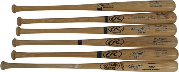 Baseball Autographs - Collection of 17 Signed Pro Stock Bats