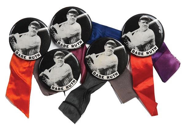 NY Yankees, Giants & Mets - Five Scarce Babe Ruth PM10 Pins