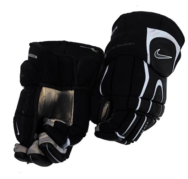 Hockey Equipment - Circa 2002-03 Mario Lemieux Game Worn Gloves