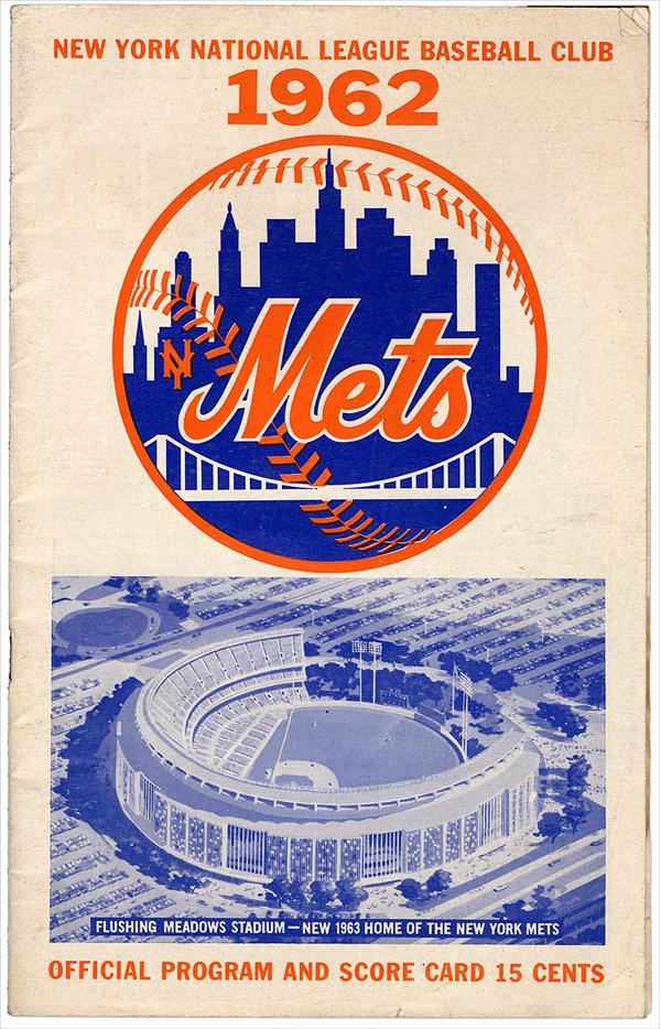 Ernie Davis - 1962 NY Mets First Game Signed Program with Rogers Hornsby