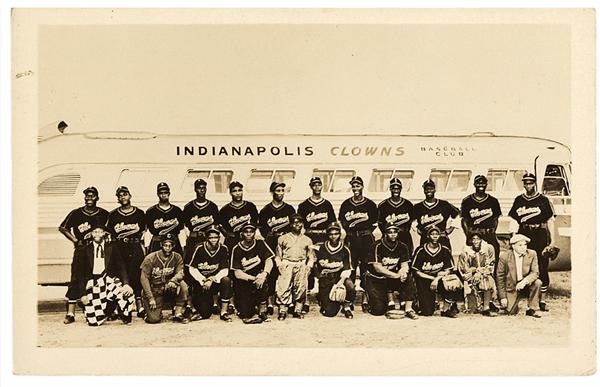 Baseball Memorabilia - Indianapolis Clowns Negro League Postcard with Alan Pollock Letter
