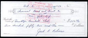 - 1956 Jackie Robinson Signed Check to the Dodgers
