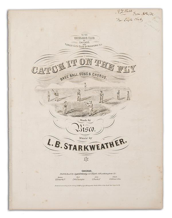 19th Century Baseball - Baseball Sheet Music with Handwritten Presentation to 1867 Florence Eagles