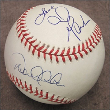 NY Yankees, Giants & Mets - Derek Jeter & Mariah Carey Signed Baseball