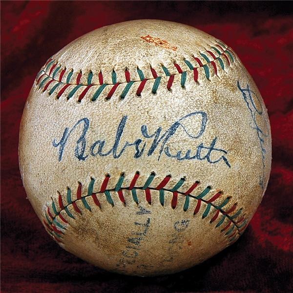 - October 18, 1930 Babe Ruth and Lou Gehrig Signed Barnstorming Baseball