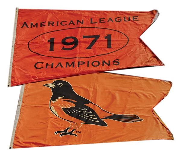- 1971 Baltimore Orioles American League Champions Flag and  Baltimore Orioles Logo Flag