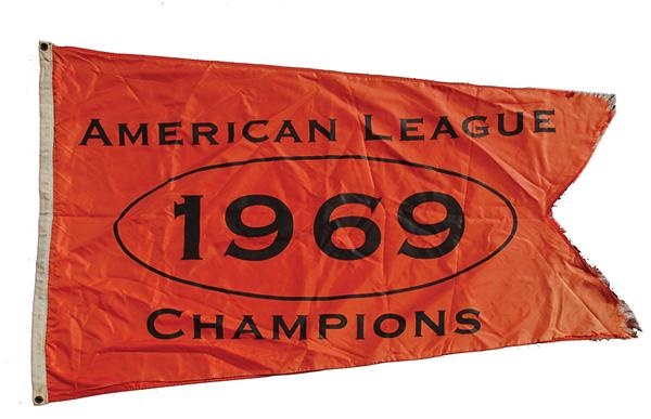 Ernie Davis - 1969 Baltimore Orioles American League Champions Flag with Baltimore Orioles Logo Flag