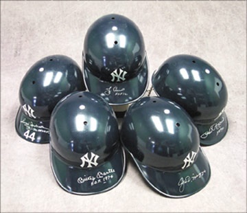 NY Yankees, Giants & Mets - New York Yankees Signed Batting Helmet Collection (5)