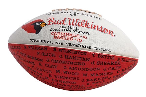 Bud Wilkinson - Bud Wilkinson's First NFL Win Presentational Game Used Football