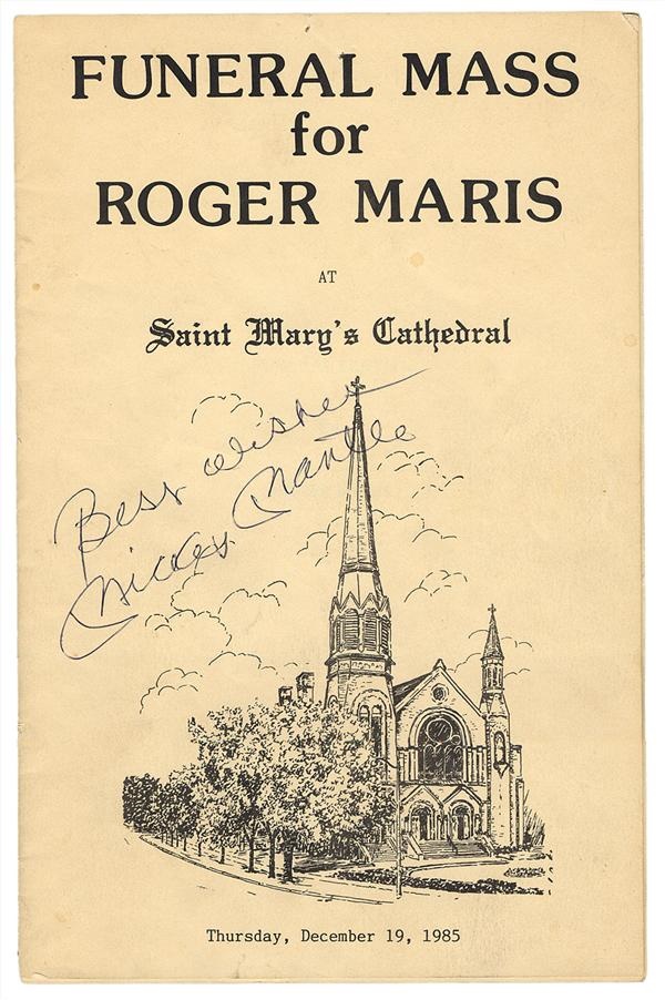 Mantle and Maris - Mickey Mantle Signed Roger Maris Funeral Service Program