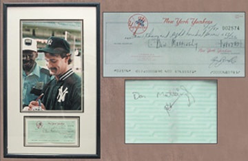 NY Yankees, Giants & Mets - 1984 Don Mattingly Signed Check (15x24" framed)