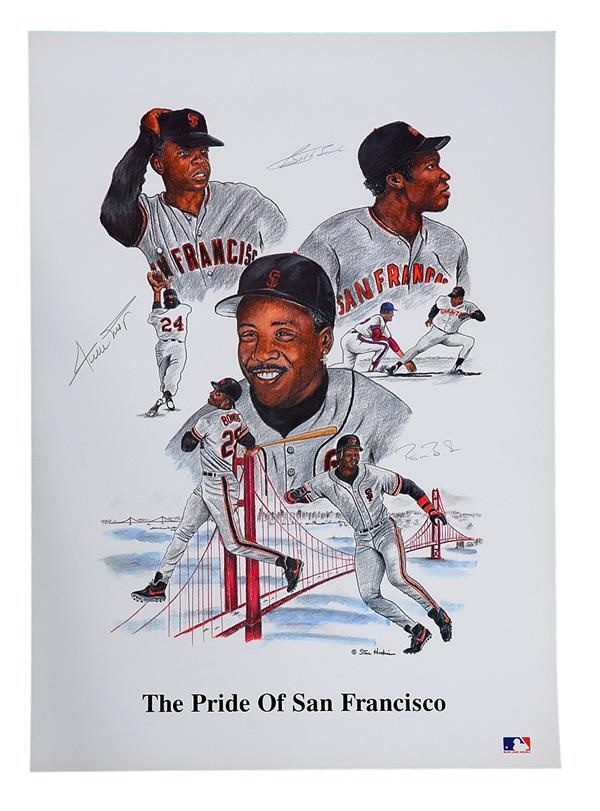 - Lot of 10 "The Pride of San Francisco" Lithographs Signed by Willie Mays, Bobby Bonds and Barry Bonds