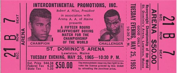 - 1965 Muhammad Ali vs. Sonny Liston Full Ticket