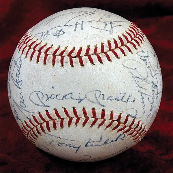 - 1965 New York Yankees Team Signed Baseball with Mickey Mantle