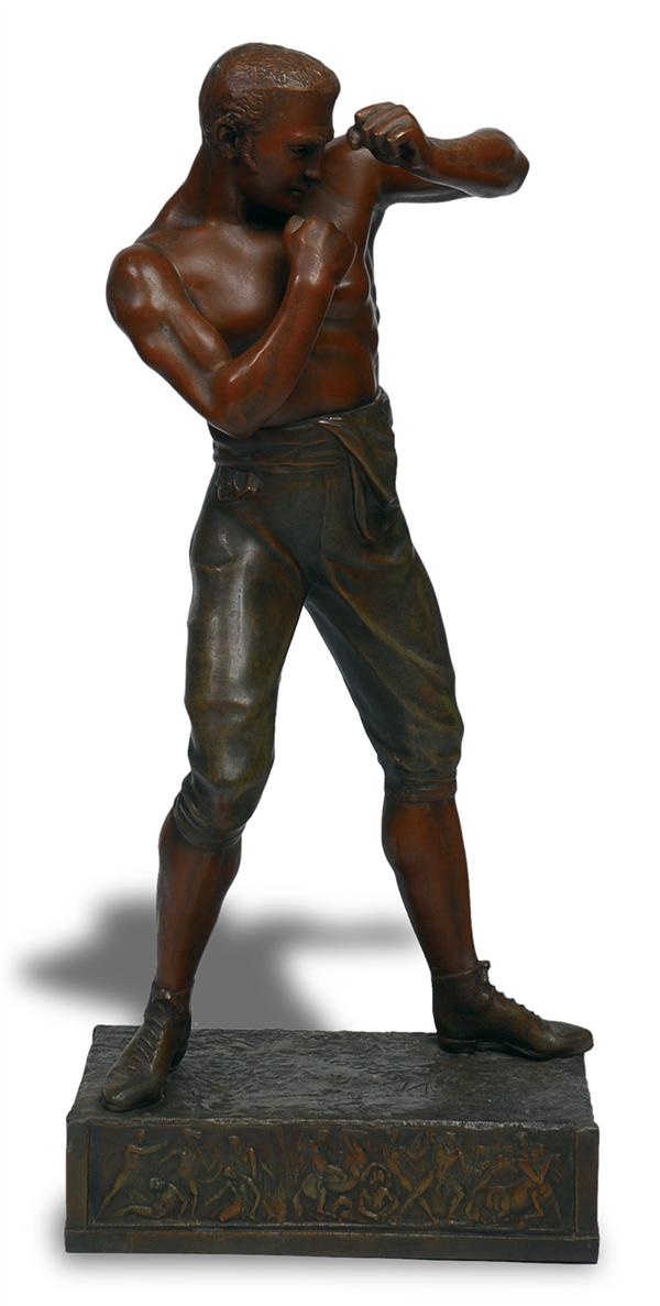 - 19th Century James Corbett Boxing Bronze Statue by Waagen