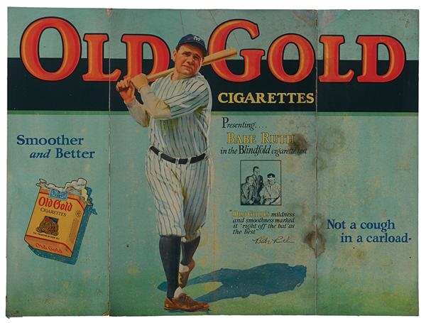 - 1930's Babe Ruth Old Gold Trifold Cardboard Advertising Display
