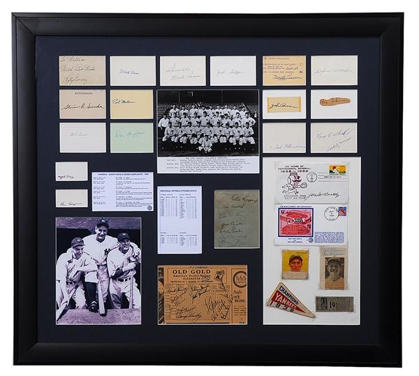 NY Yankees, Giants & Mets - 1936 New York Yankees Team Signed Display with Lou Gehrig