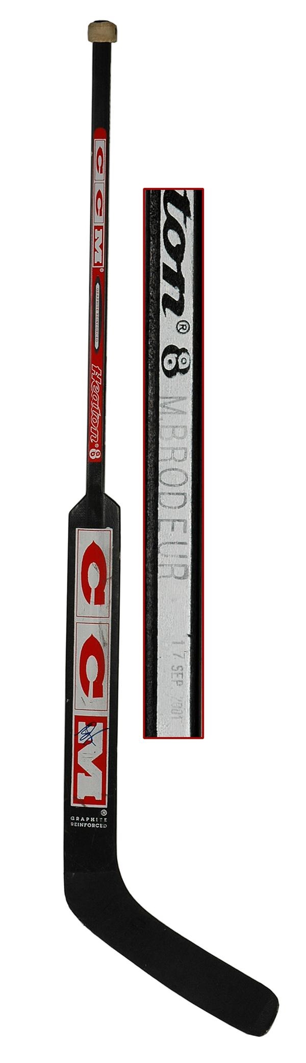 - 2001 Martin Brodeur Autographed Game Used Stick
