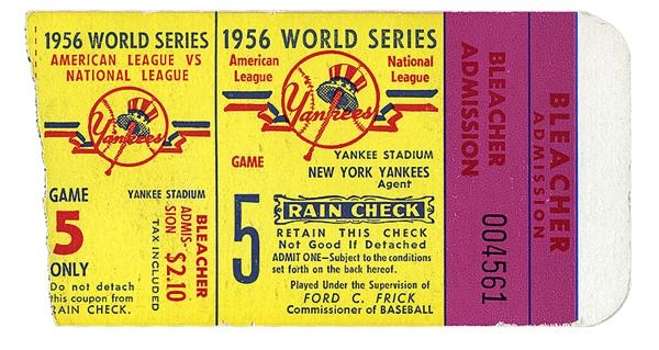- 1956 Don Larsen Perfect Game Ticket