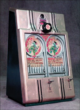 Coin Operated Machines - 1940's "Mexican Base Ball" Coin-Operated Machine (8x13x20")