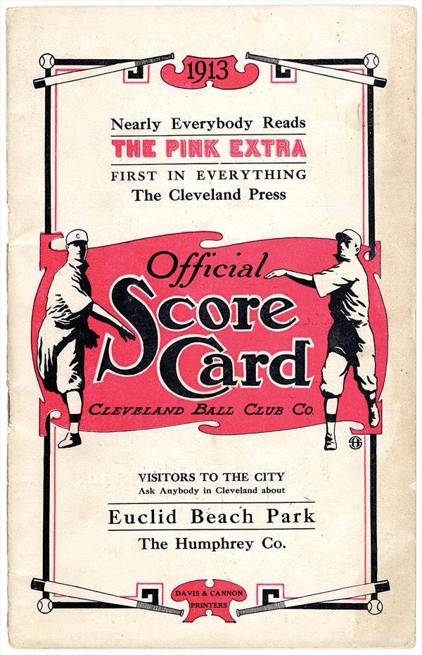 Ernie Davis - 1913 Cleveland Score Card with Joe Jackson
